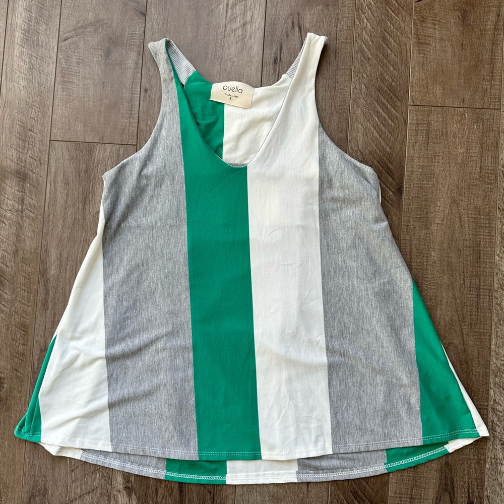 EUC Puella x Anthropologie Grey/Olive/White Color Block Swing Tank Size S